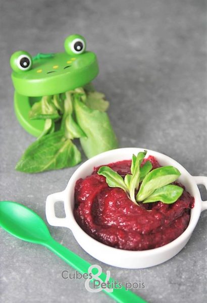 Recette Pour Bebe Puree De Betterave Rouge Et Mache Cubes Et Petits Pois Diversification Alimentaire Et Cuisine Bio Pour Bebe Cubes Petits Pois
