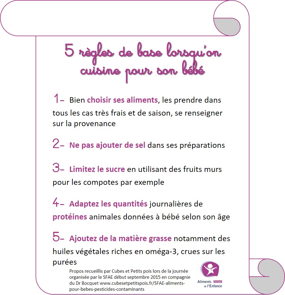 Comment cuisiner pour bébé SFAE