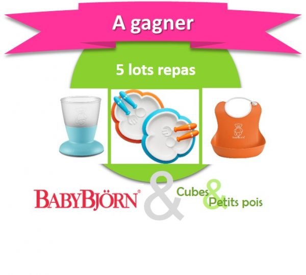 Babybjörn offre 5 coffrets repas et bavoirs Anniversaire Cubes et Petits pois