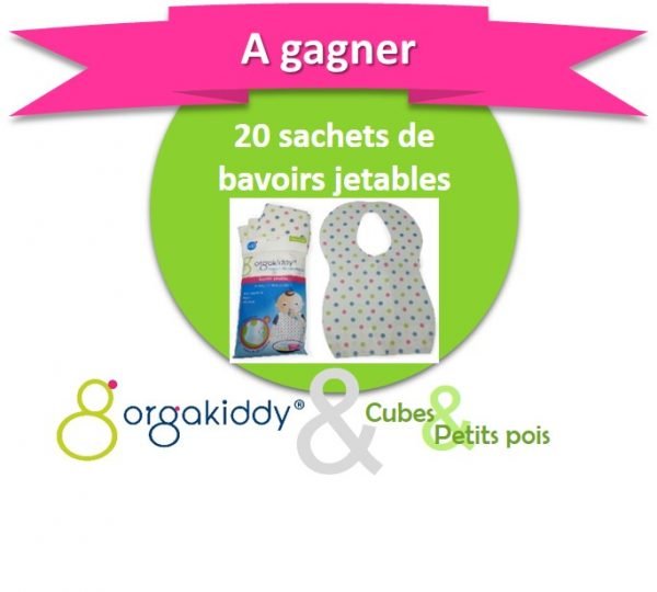 Orgakiddy offre 20 pochettes de bavoirs jetables - Anniversaire Cubes et Petits pois {Cadeau 5}