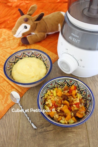 Recette Pour Bebe Tajine De Legumes Et Semoule A La Fleur D Oranger Cubes Petits Pois