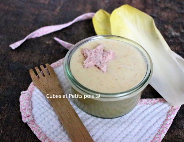 Endive Au Jambon Puree Pour Bebe Par Cubes Et Petits Pois Des 7 Mois Cubes Petits Pois